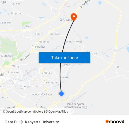 Gate D to Kenyatta University map