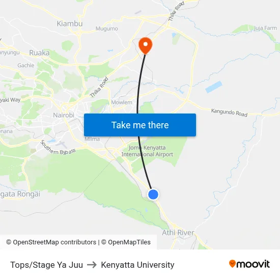 Tops/Stage Ya Juu to Kenyatta University map