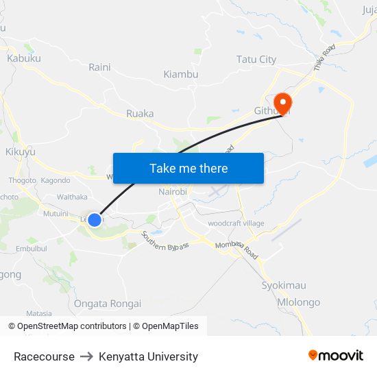 Racecourse to Kenyatta University map