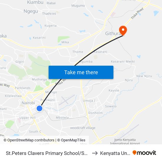 St.Peters Clavers Primary School/Salvation Army/Otc to Kenyatta University map