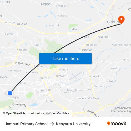 Jamhuri Primary School to Kenyatta University map