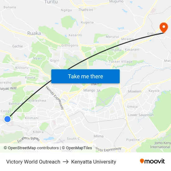 Victory World Outreach to Kenyatta University map