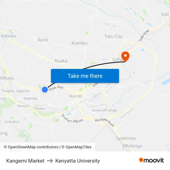 Kangemi Market to Kenyatta University map