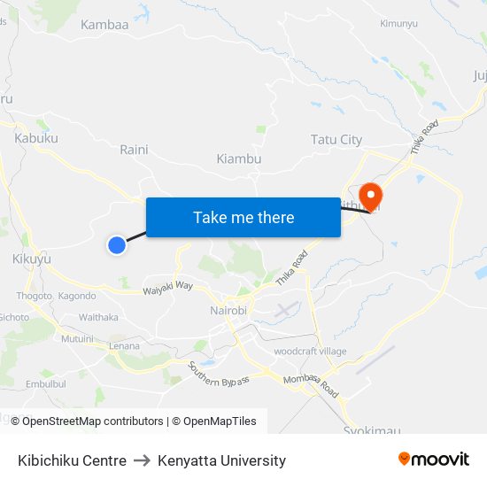 Kibichiku Centre to Kenyatta University map