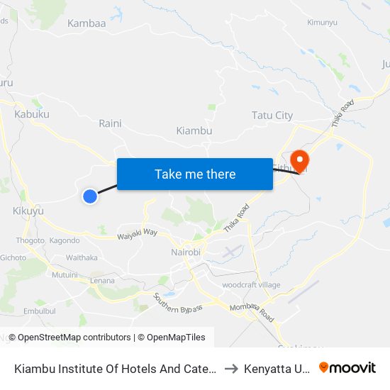 Kiambu Institute Of Hotels And Catering/Valence School to Kenyatta University map