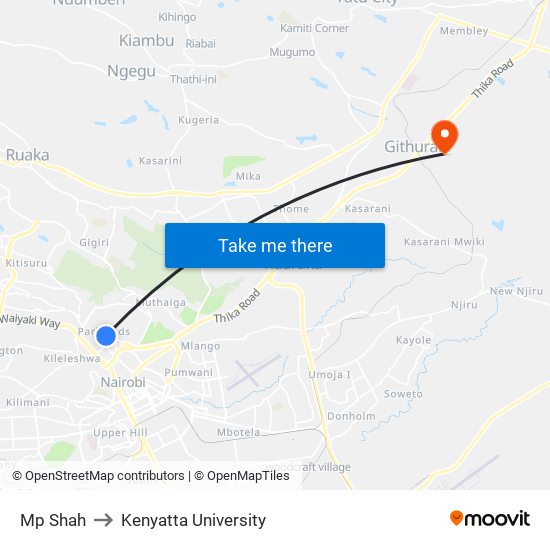 Mp Shah to Kenyatta University map