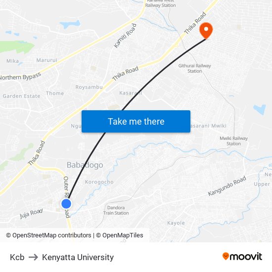 Kcb to Kenyatta University map