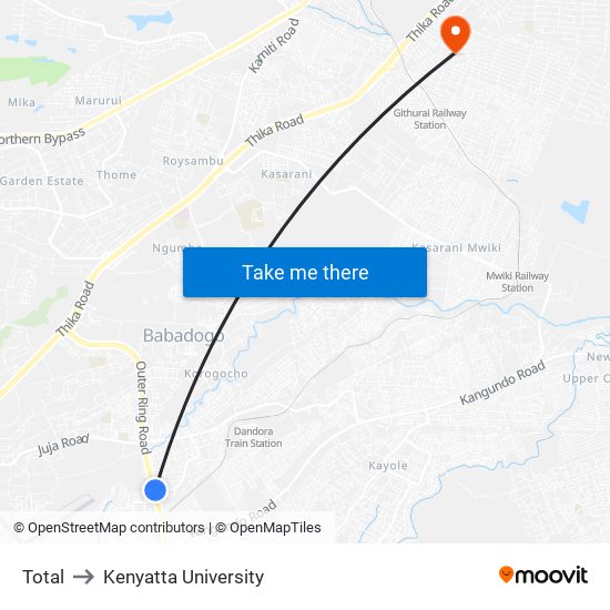 Total to Kenyatta University map