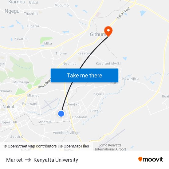 Market to Kenyatta University map