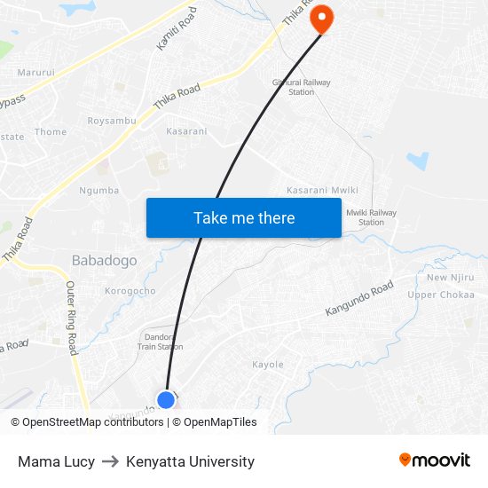 Mama Lucy to Kenyatta University map