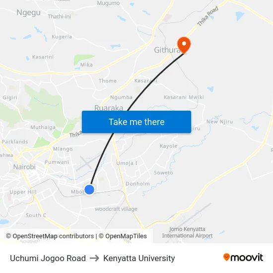 Uchumi Jogoo Road to Kenyatta University map