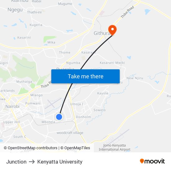 Junction to Kenyatta University map