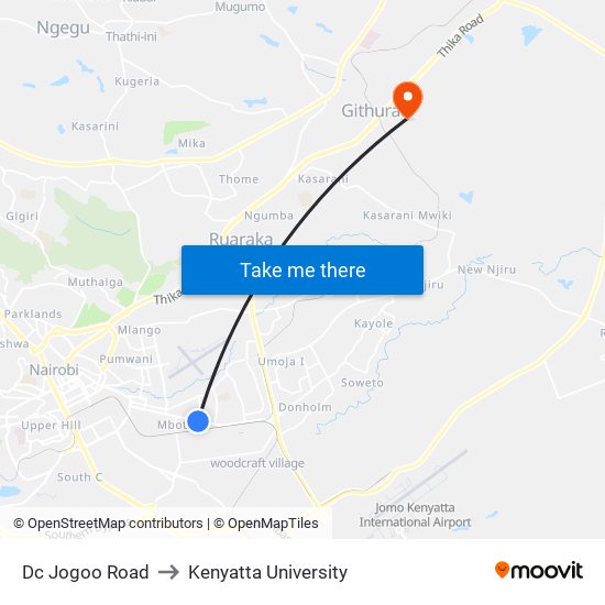 Dc Jogoo Road to Kenyatta University map