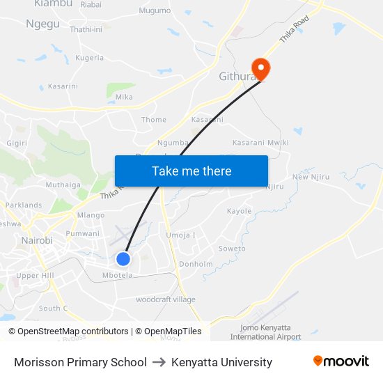 Morisson Primary School to Kenyatta University map