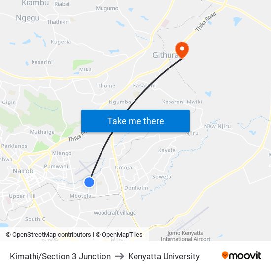 Kimathi/Section 3 Junction to Kenyatta University map