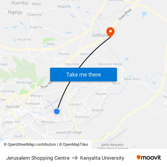 Jerusalem Shopping Centre to Kenyatta University map