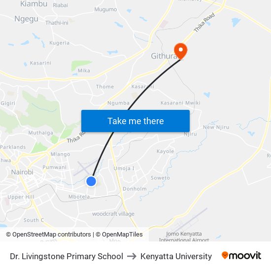 Dr. Livingstone Primary School to Kenyatta University map