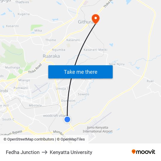 Fedha Junction to Kenyatta University map