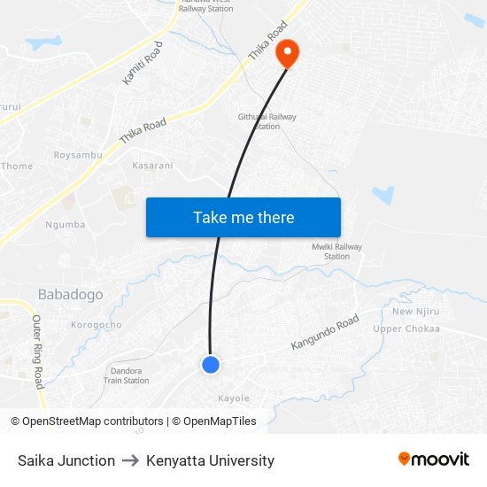 Saika Junction to Kenyatta University map