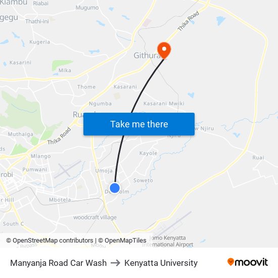 Manyanja Road Car Wash to Kenyatta University map