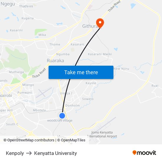Kenpoly to Kenyatta University map