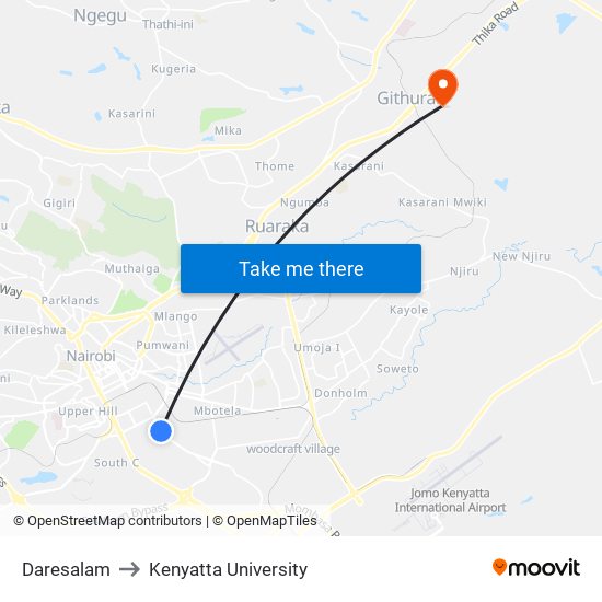 Daresalam to Kenyatta University map