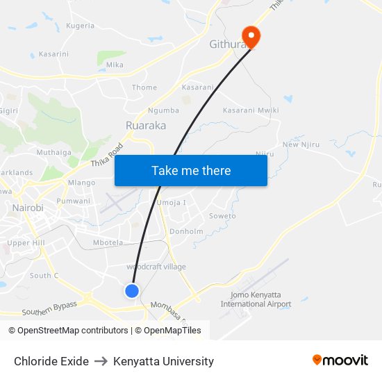 Chloride Exide to Kenyatta University map