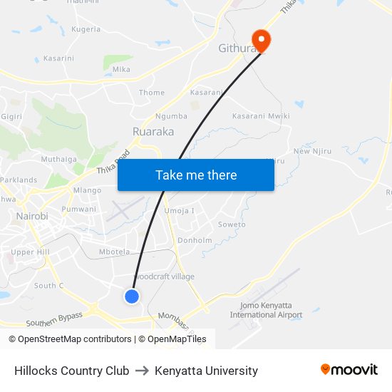 Hillocks Country Club to Kenyatta University map