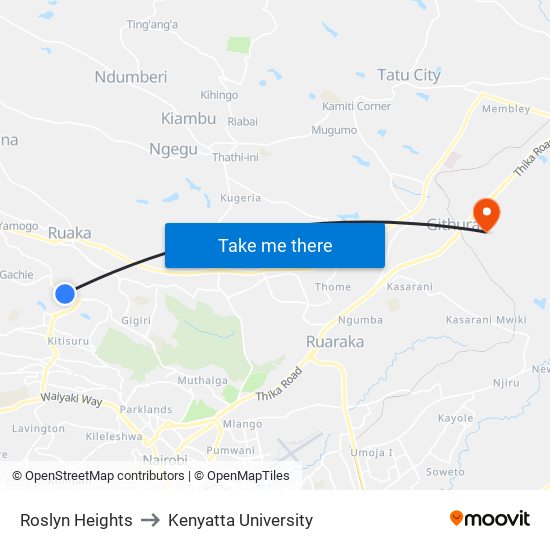 Roslyn Heights to Kenyatta University map