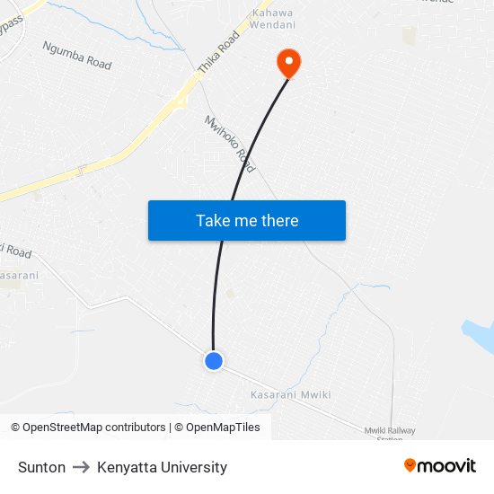 Sunton to Kenyatta University map