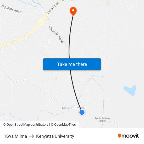 Kwa Mlima to Kenyatta University map