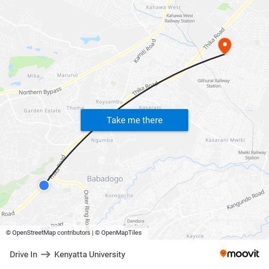 Drive In to Kenyatta University map