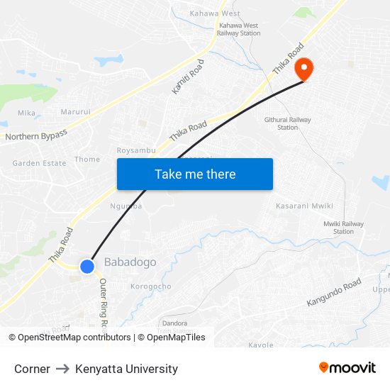 Corner to Kenyatta University map