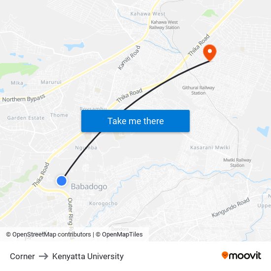 Corner to Kenyatta University map
