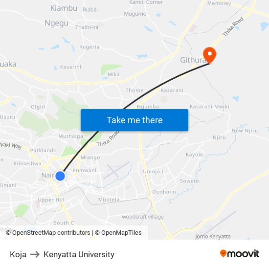 Koja to Kenyatta University map