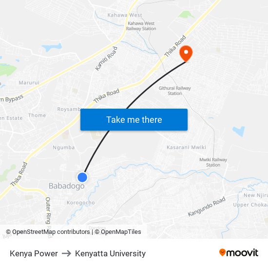 Kenya Power to Kenyatta University map