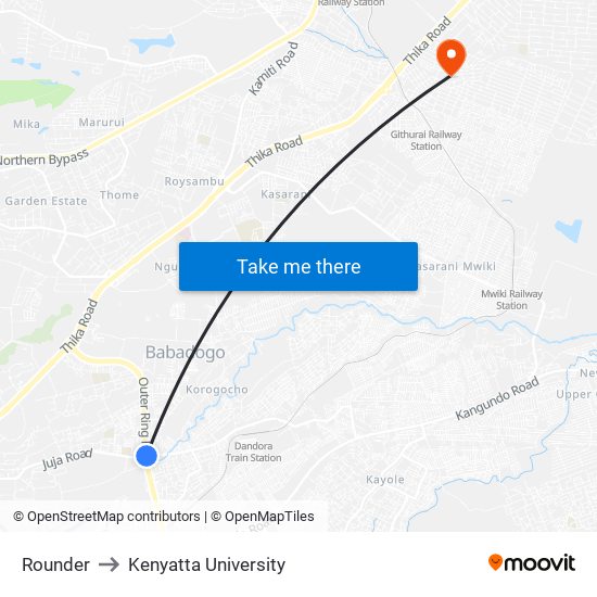 Rounder to Kenyatta University map