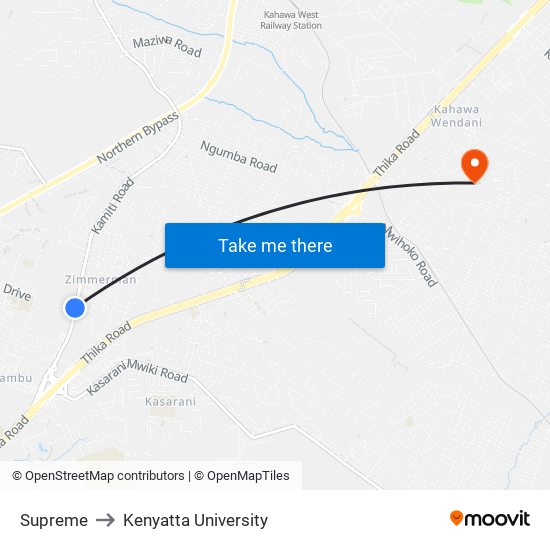 Supreme to Kenyatta University map