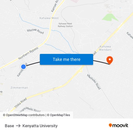 Base to Kenyatta University map