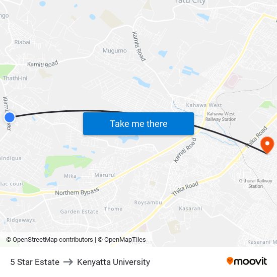 5 Star Estate to Kenyatta University map