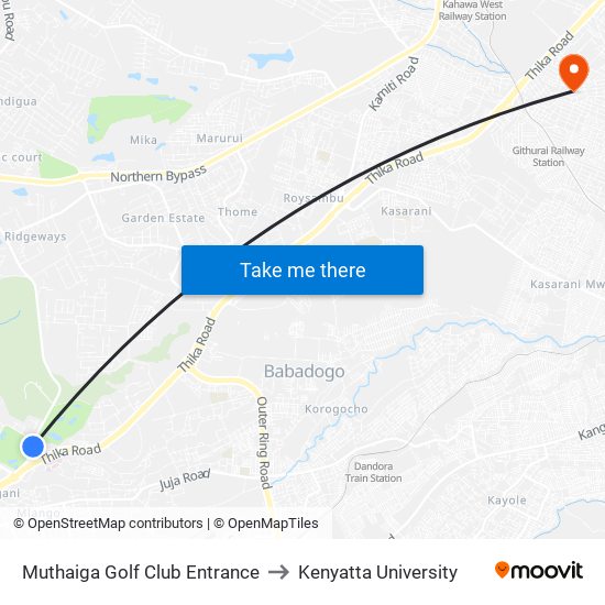 Muthaiga Golf Club Entrance to Kenyatta University map