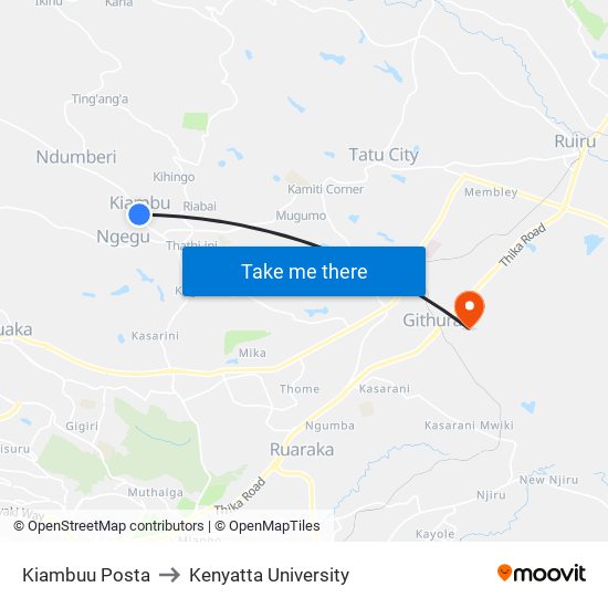 Kiambuu Posta to Kenyatta University map