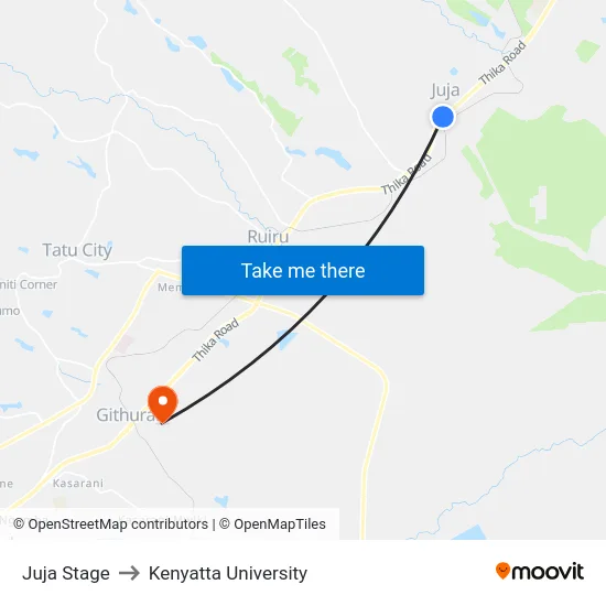 Juja Stage to Kenyatta University map