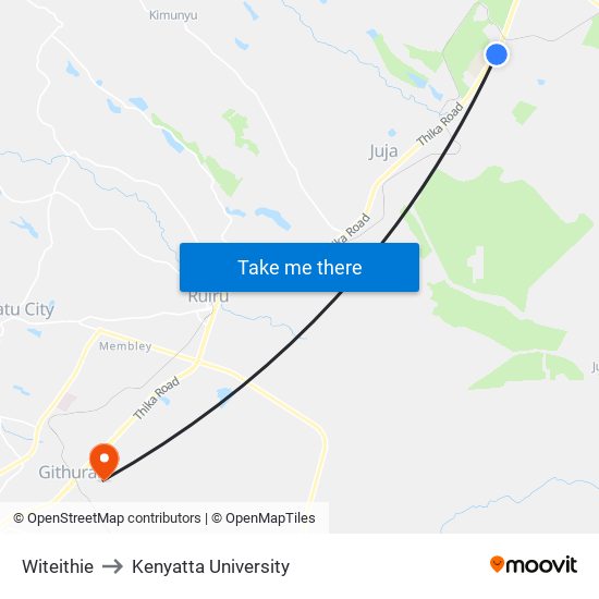 Witeithie to Kenyatta University map