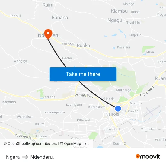 Ngara to Ndenderu. map