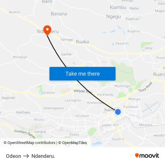 Odeon to Ndenderu. map