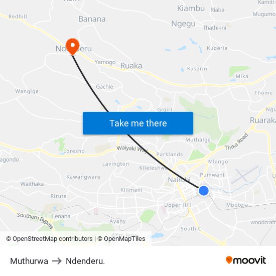 Muthurwa to Ndenderu. map