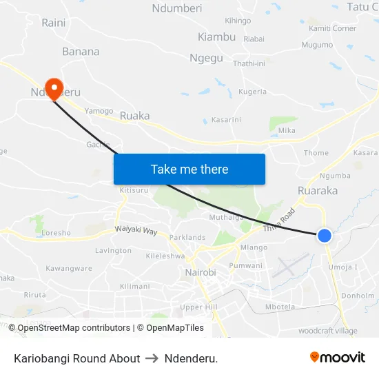 Kariobangi Round About to Ndenderu. map