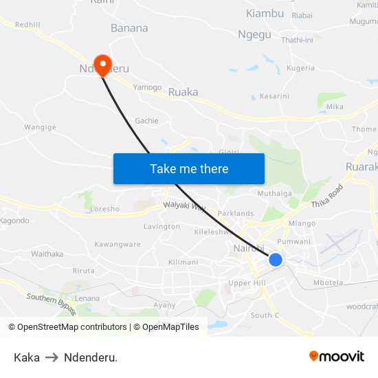Kaka to Ndenderu. map