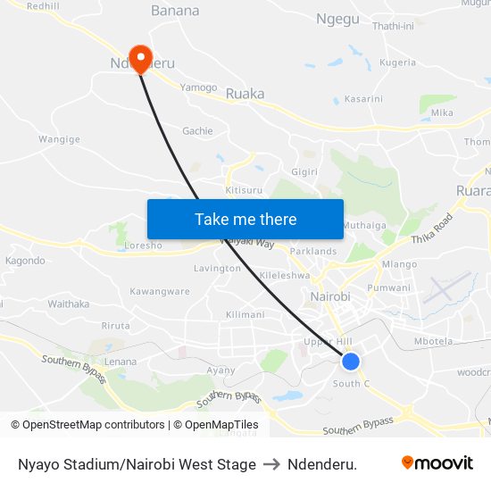 Nyayo Stadium/Nairobi West Stage to Ndenderu. map